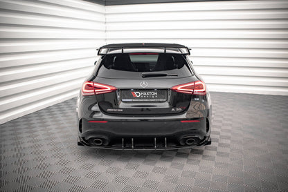 Street Pro Heckansatz Diffusor passend für Mercedes A35 AMG Hatchback W177 roter Kern + Hochglanz Flaps