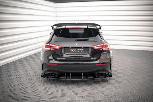 Street Pro Heckansatz Diffusor passend für Mercedes A35 AMG Hatchback W177 roter Kern + Hochglanz Flaps