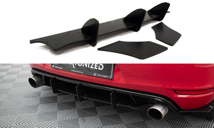 Street Pro Heckansatz Diffusor passend für & Street Pro Diffusor Flaps passend für VW Golf 6 GTI / 35TH schwarz matt
