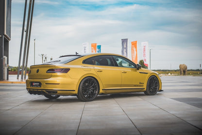 Street Pro Heckansatz Diffusor passend für VW Arteon R-Line Limousine / Shooting Brake Mk1 schwarz matt + Hochglanz Flaps
