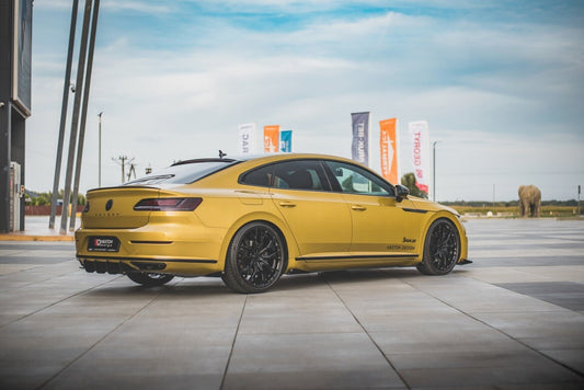 Street Pro Heckansatz Diffusor passend für VW Arteon R-Line Limousine / Shooting Brake Mk1 schwarz matt + Hochglanz Flaps