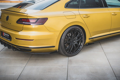 Street Pro Heckansatz Diffusor passend für VW Arteon R-Line Limousine / Shooting Brake Mk1 schwarz matt + Hochglanz Flaps