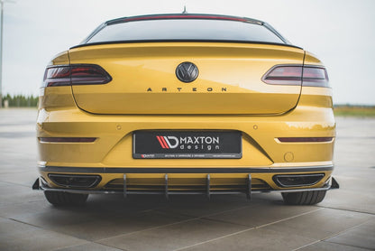 Street Pro Heckansatz Diffusor passend für VW Arteon R-Line Limousine / Shooting Brake Mk1 schwarz matt + Hochglanz Flaps