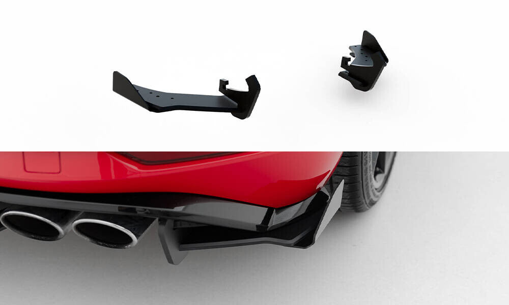 Street Pro Heckansatz Diffusor passend für VW Golf 7 R FL roter Kern + Hochglanz Flaps