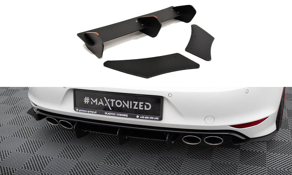 Street Pro Heckansatz Diffusor passend für VW Golf 7 R Hatchback schwarz matt