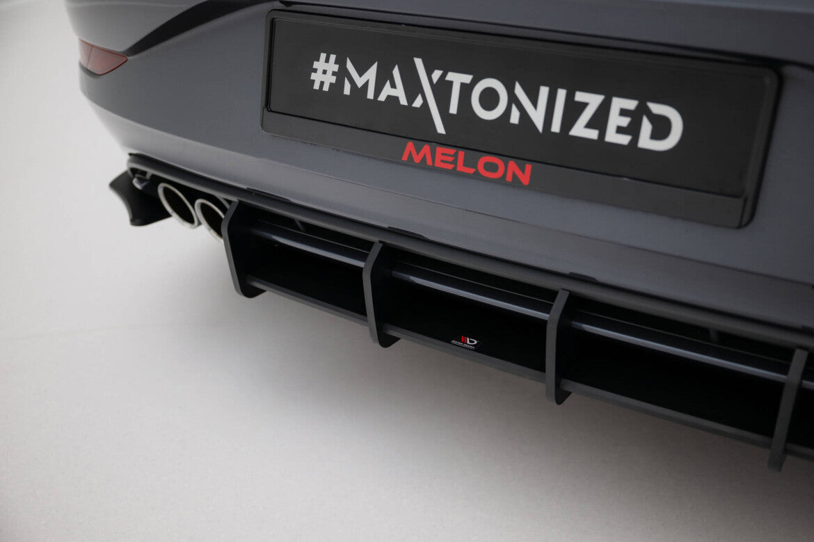 Street Pro Heckansatz Diffusor passend für VW Polo GTI Mk6 FL schwarz matt + Hochglanz Flaps