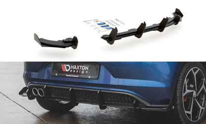 Street Pro Heckansatz Diffusor passend für VW Polo GTI Mk6 schwarz matt + Hochglanz Flaps