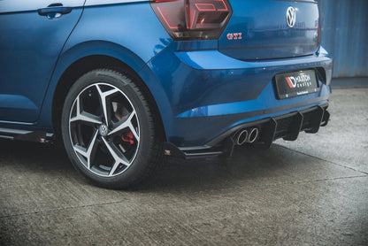 Street Pro Heckansatz Diffusor passend für VW Polo GTI Mk6 schwarz matt + Hochglanz Flaps