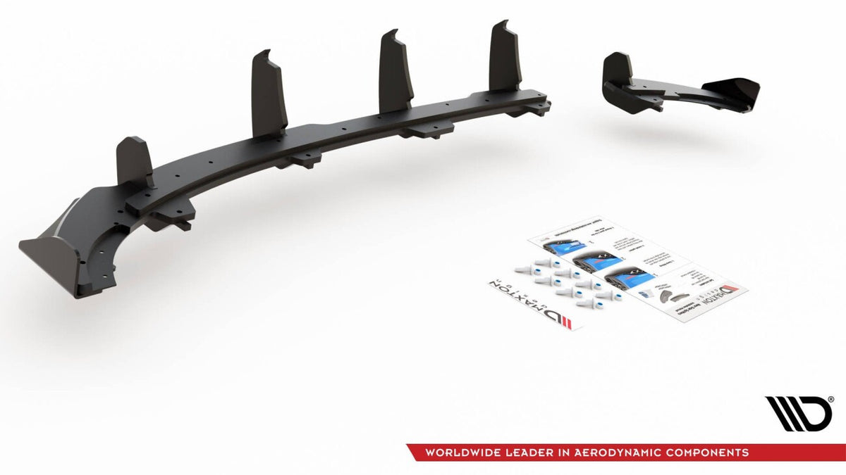 Street Pro Heckansatz Diffusor passend für VW Polo GTI Mk6 schwarz matt + Hochglanz Flaps