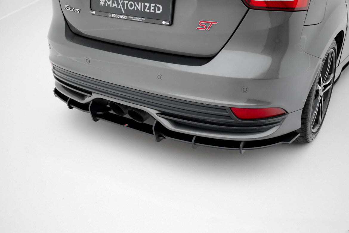 Street Pro Heckansatz Diffusor V.2 passend für Ford Focus ST Mk3 FL schwarz matt
