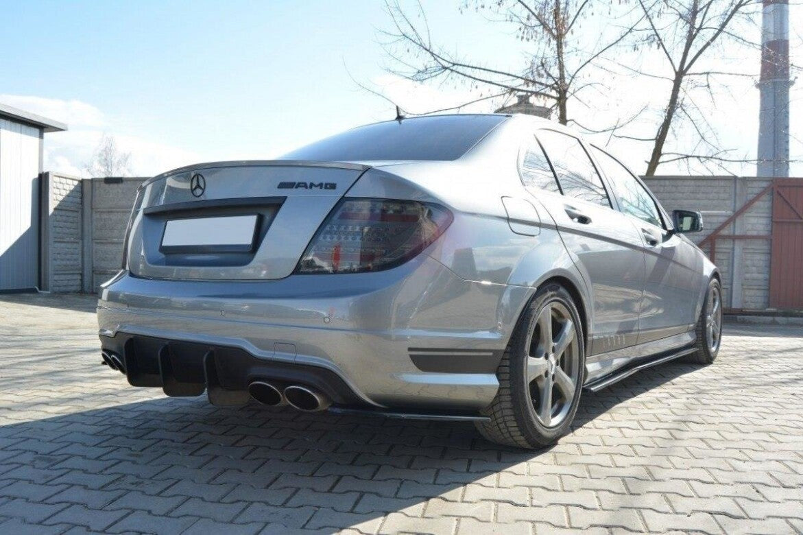 Street Pro Heckansatz Diffusor V.2 passend für Mercedes C W204 AMG-Line (FL) schwarz matt