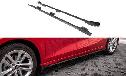 Street Pro Seitenschweller passend für Audi A3 8Y schwarz matt + Hochglanz Flaps