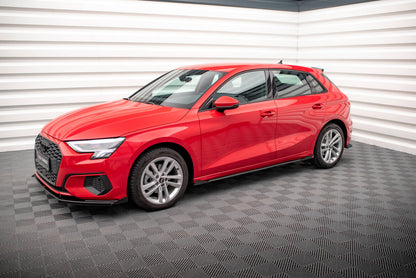 Street Pro Seitenschweller passend für Audi A3 8Y schwarz matt + Hochglanz Flaps