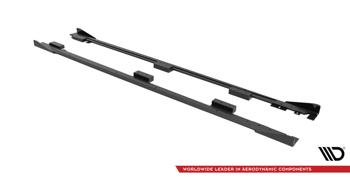 Street Pro Seitenschweller passend für Audi A3 8Y schwarz matt + Hochglanz Flaps
