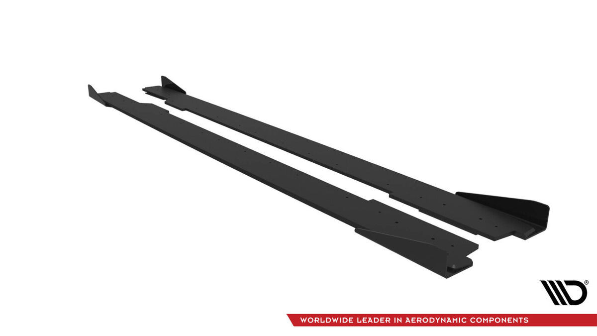 Street Pro Seitenschweller passend für Audi A5 / A5 S-Line / S5 Coupe / Cabrio 8T / 8T FL roter Kern + Hochglanz Flaps