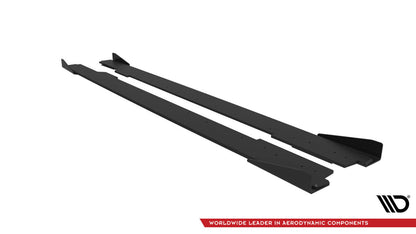 Street Pro Seitenschweller passend für Audi A5 / A5 S-Line / S5 Coupe / Cabrio 8T / 8T FL roter Kern + Hochglanz Flaps