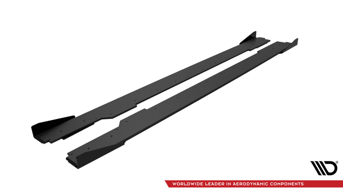 Street Pro Seitenschweller passend für Audi A5 / A5 S-Line / S5 Coupe / Cabrio 8T / 8T FL roter Kern + Hochglanz Flaps