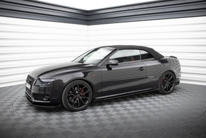 Street Pro Seitenschweller passend für Audi A5 / A5 S-Line / S5 Coupe / Cabrio 8T / 8T FL schwarz matt + Hochglanz Flaps