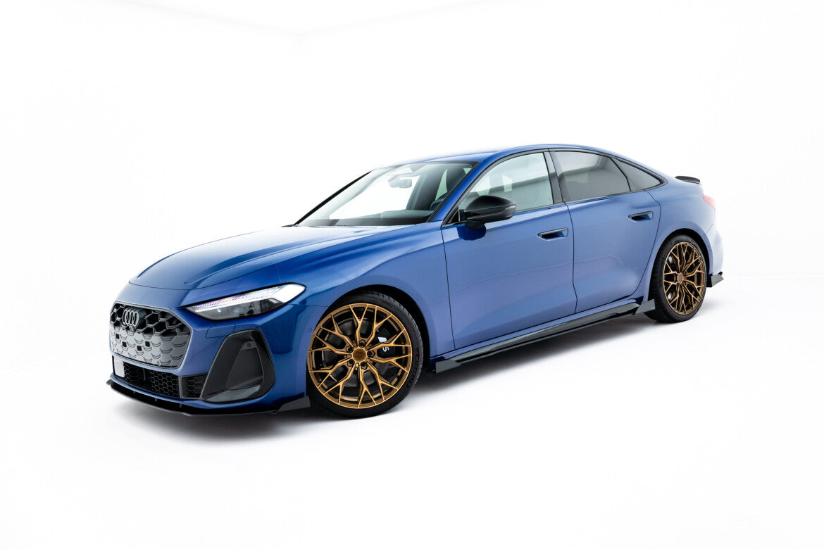 Street Pro Seitenschweller passend für Audi A5 S-Line / S5 Limousine / Avant B10 schwarz matt + Hochglanz Flaps