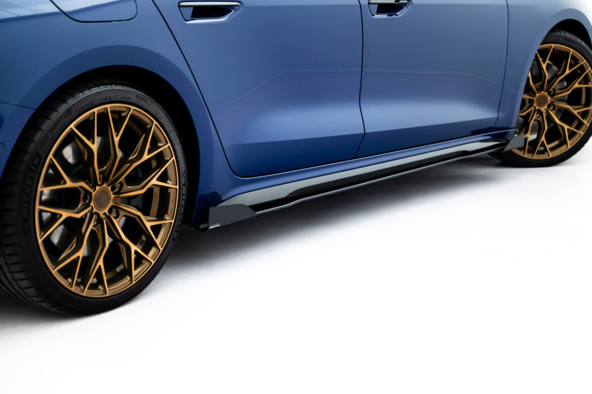 Street Pro Seitenschweller passend für Audi A5 S-Line / S5 Limousine / Avant B10 schwarz matt + Hochglanz Flaps