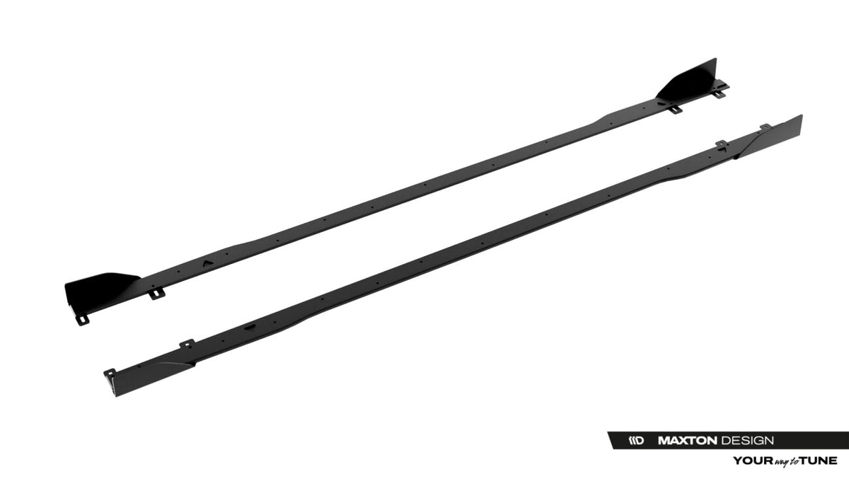 Street Pro Seitenschweller passend für Audi A5 S-Line / S5 Limousine / Avant B10 schwarz matt + Hochglanz Flaps