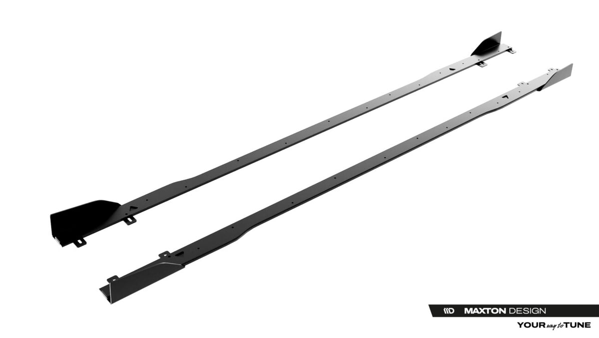 Street Pro Seitenschweller passend für Audi A5 S-Line / S5 Limousine / Avant B10 schwarz matt + Hochglanz Flaps