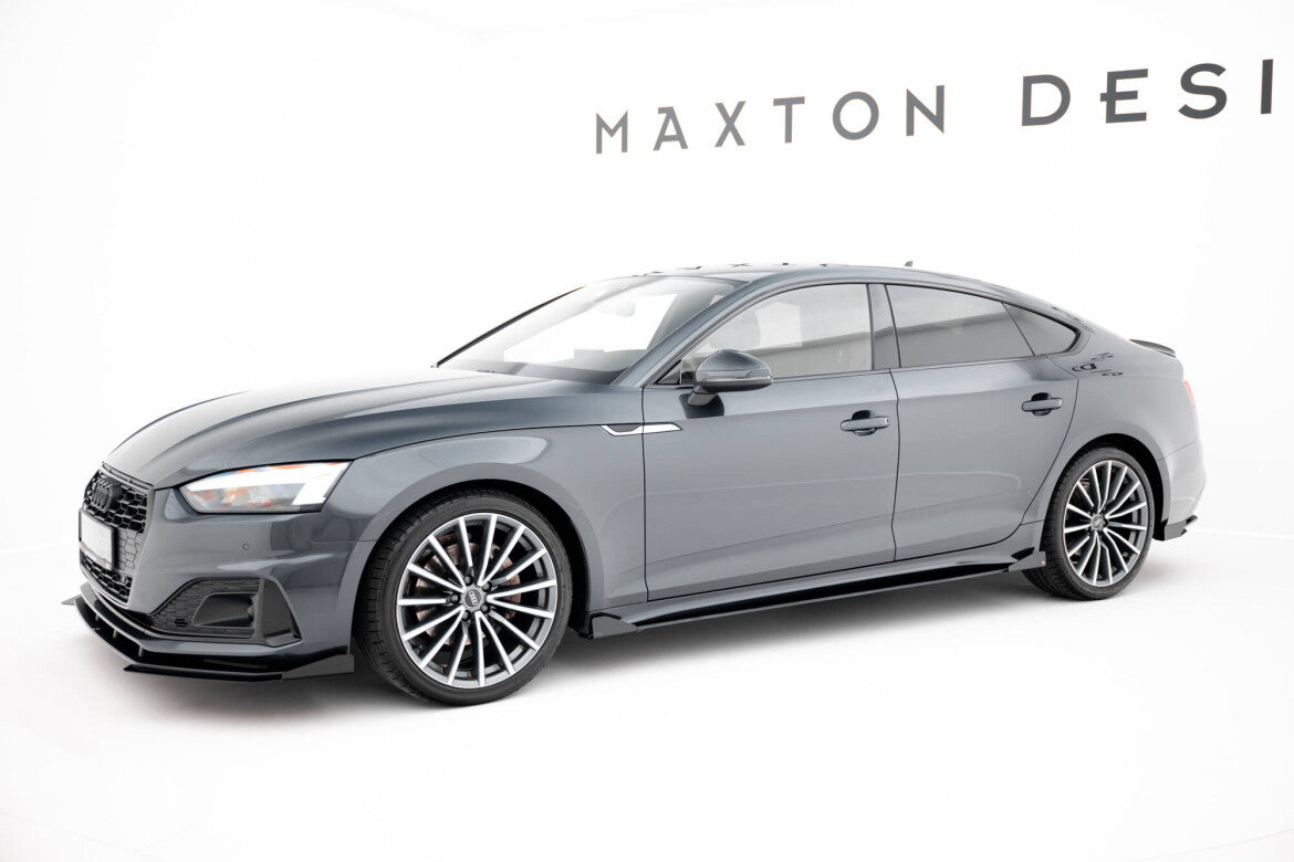 Street Pro Seitenschweller passend für Audi A5 Sportback F5 FL schwarz matt + Hochglanz Flaps