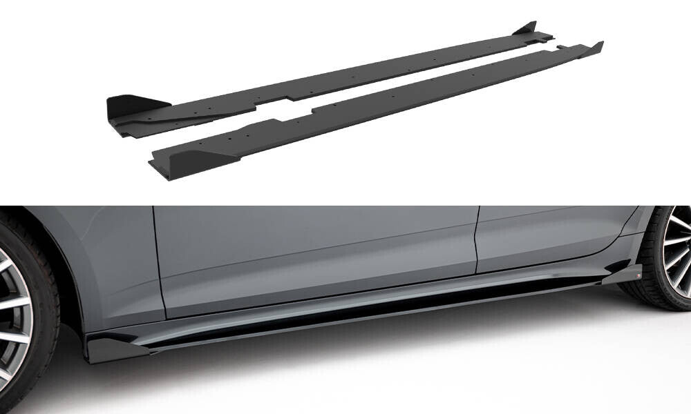 Street Pro Seitenschweller passend für Audi A5 Sportback F5 FL schwarz matt + Hochglanz Flaps