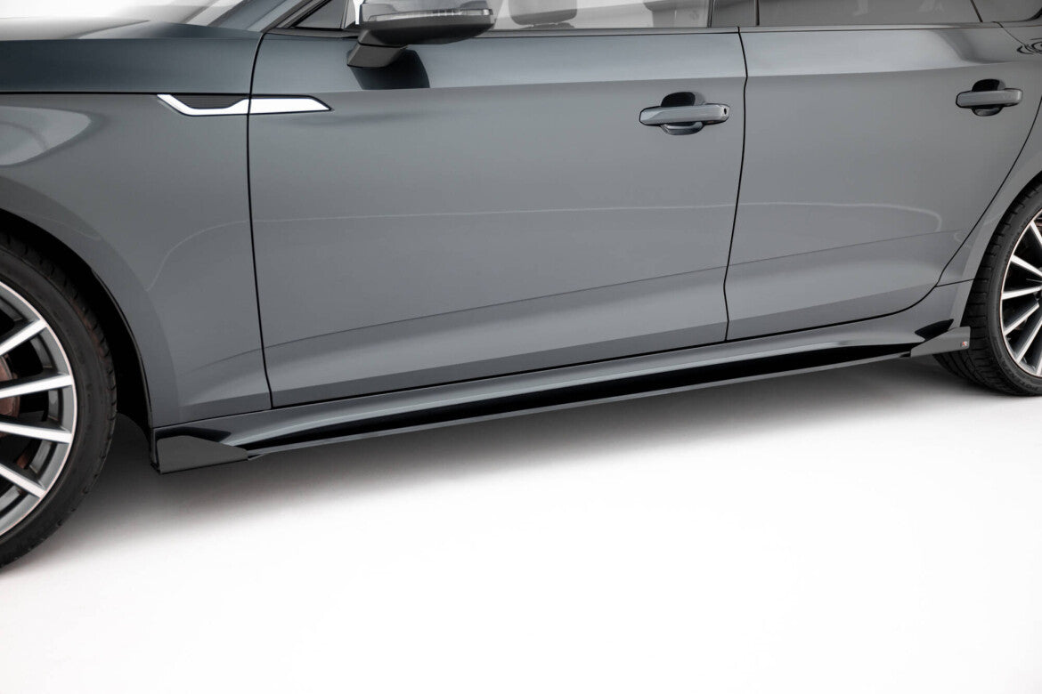 Street Pro Seitenschweller passend für Audi A5 Sportback F5 FL schwarz matt + Hochglanz Flaps