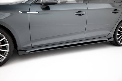Street Pro Seitenschweller passend für Audi A5 Sportback F5 FL schwarz matt + Hochglanz Flaps
