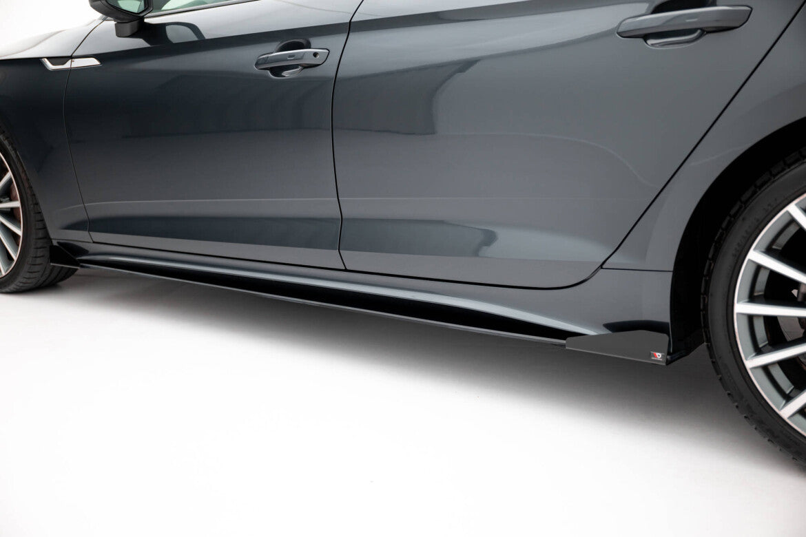 Street Pro Seitenschweller passend für Audi A5 Sportback F5 FL schwarz matt + Hochglanz Flaps