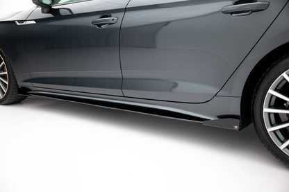 Street Pro Seitenschweller passend für Audi A5 Sportback F5 FL schwarz matt + Hochglanz Flaps