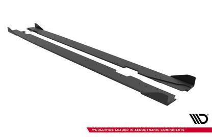 Street Pro Seitenschweller passend für Audi A5 Sportback F5 FL schwarz matt + Hochglanz Flaps