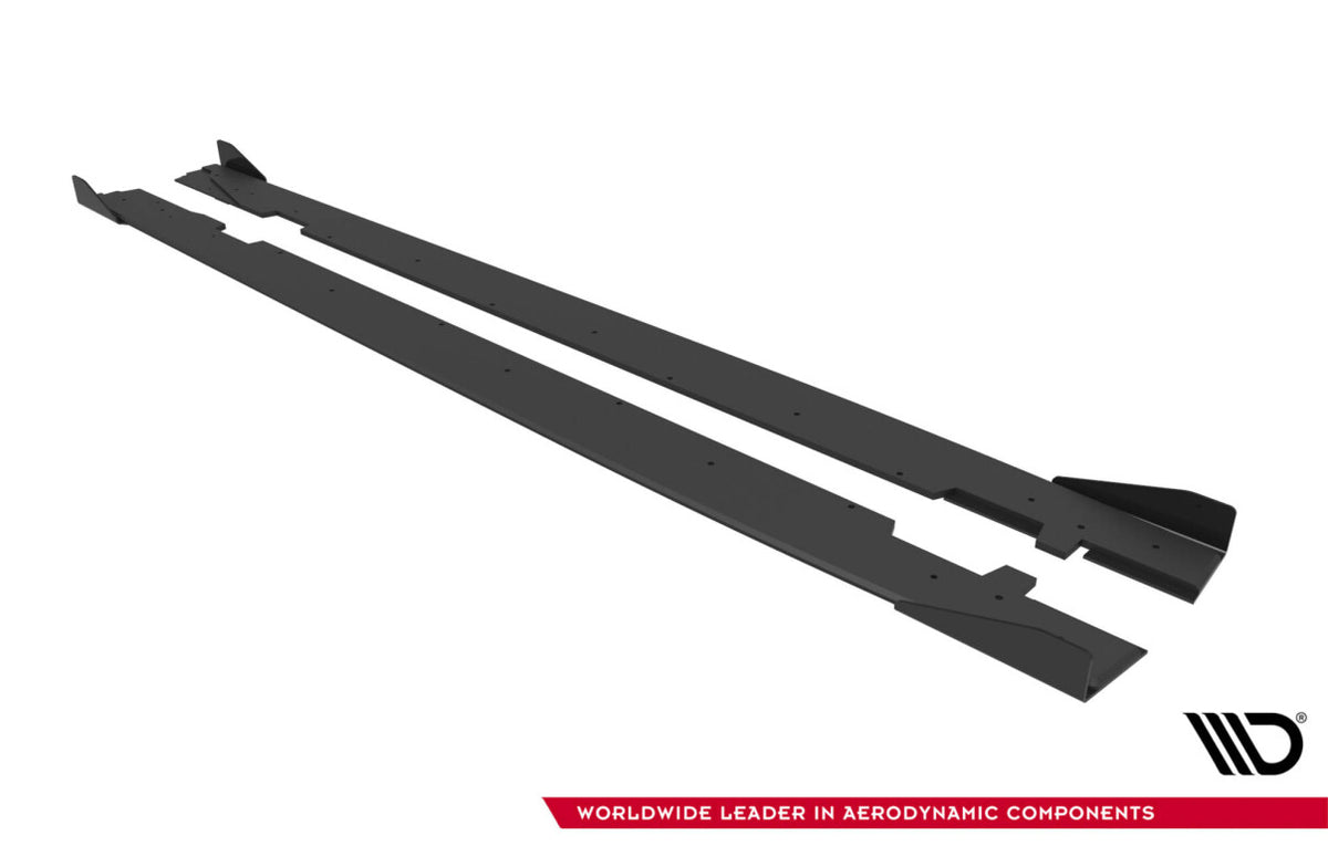 Street Pro Seitenschweller passend für Audi A5 Sportback F5 FL schwarz matt + Hochglanz Flaps