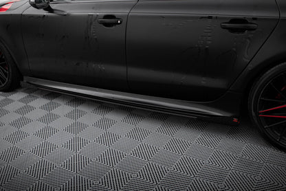 Street Pro Seitenschweller passend für Audi A7 RS7 Look C7 schwarz matt + Hochglanz Flaps