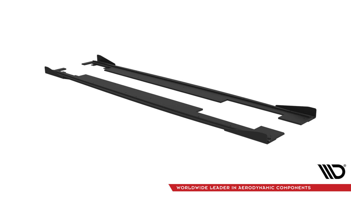 Street Pro Seitenschweller passend für Audi A7 RS7 Look C7 schwarz matt + Hochglanz Flaps