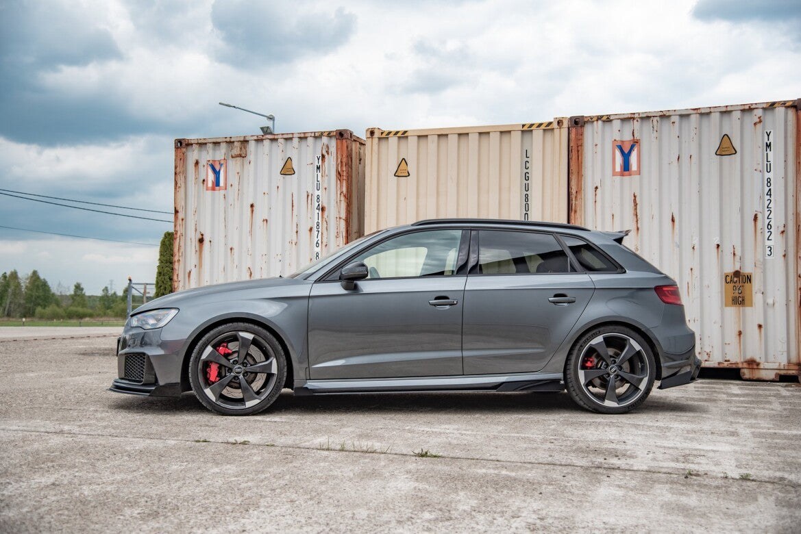 Street Pro Seitenschweller passend für Audi RS3 8V Sportback schwarz matt + Hochglanz Flaps