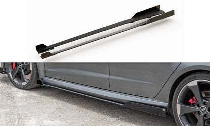 Street Pro Seitenschweller passend für Audi RS3 8V Sportback schwarz matt + Hochglanz Flaps