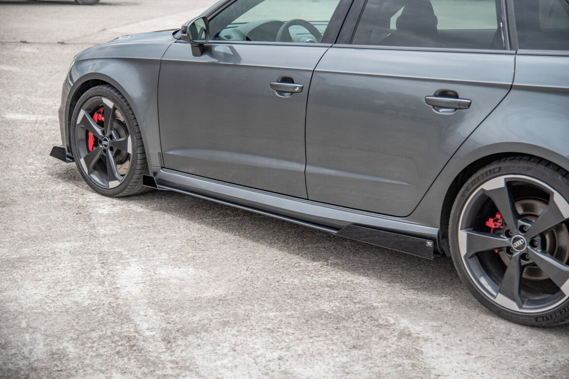 Street Pro Seitenschweller passend für Audi RS3 8V Sportback schwarz matt + Hochglanz Flaps