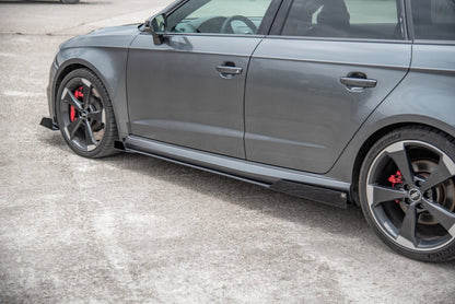 Street Pro Seitenschweller passend für Audi RS3 8V Sportback schwarz matt + Hochglanz Flaps