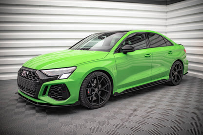 Street Pro Seitenschweller passend für Audi RS3 Limousine 8Y schwarz matt + Hochglanz Flaps