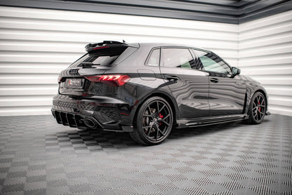 Street Pro Seitenschweller passend für Audi RS3 Sportback 8Y schwarz matt + Hochglanz Flaps