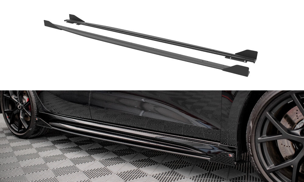 Street Pro Seitenschweller passend für Audi RS3 Sportback 8Y schwarz matt + Hochglanz Flaps