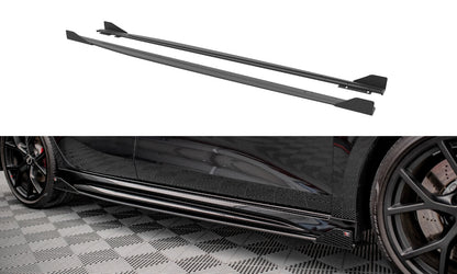 Street Pro Seitenschweller passend für Audi RS3 Sportback 8Y schwarz matt + Hochglanz Flaps