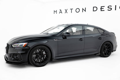 Street Pro Seitenschweller passend für Audi RS5 Sportback F5 schwarz matt + Hochglanz Flaps