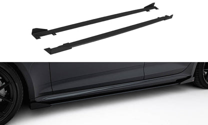Street Pro Seitenschweller passend für Audi RS5 Sportback F5 schwarz matt + Hochglanz Flaps