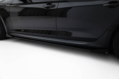 Street Pro Seitenschweller passend für Audi RS5 Sportback F5 schwarz matt + Hochglanz Flaps