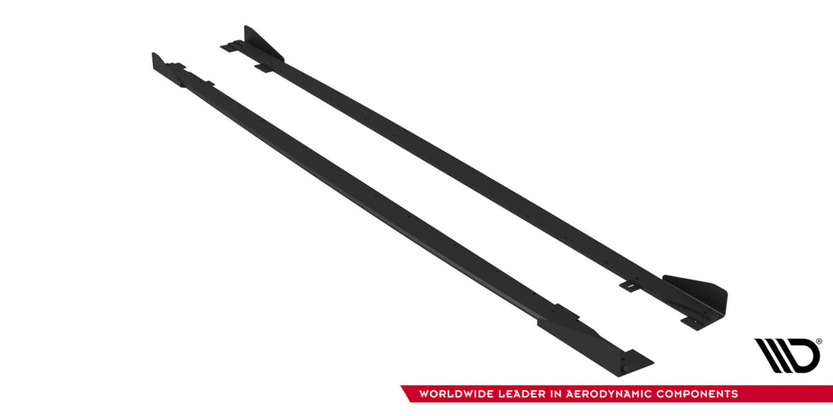 Street Pro Seitenschweller passend für Audi RS5 Sportback F5 schwarz matt + Hochglanz Flaps