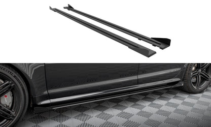 Street Pro Seitenschweller passend für Audi RS6 Avant C6 schwarz matt + Hochglanz Flaps