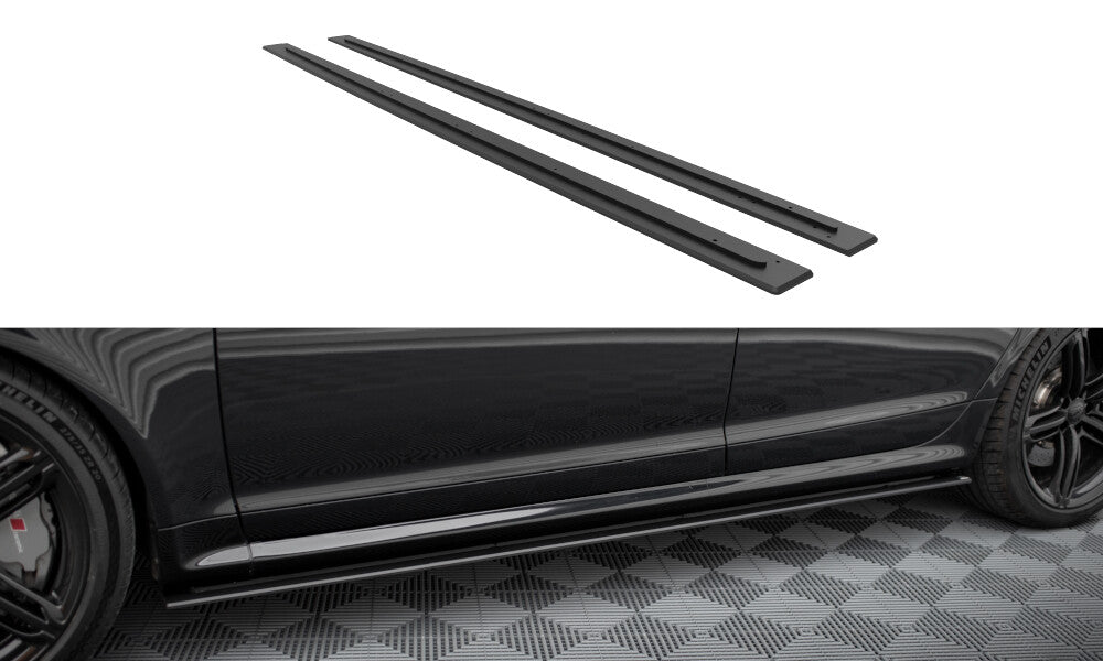 Street Pro Seitenschweller passend für Audi RS6 Avant C6 schwarz matt